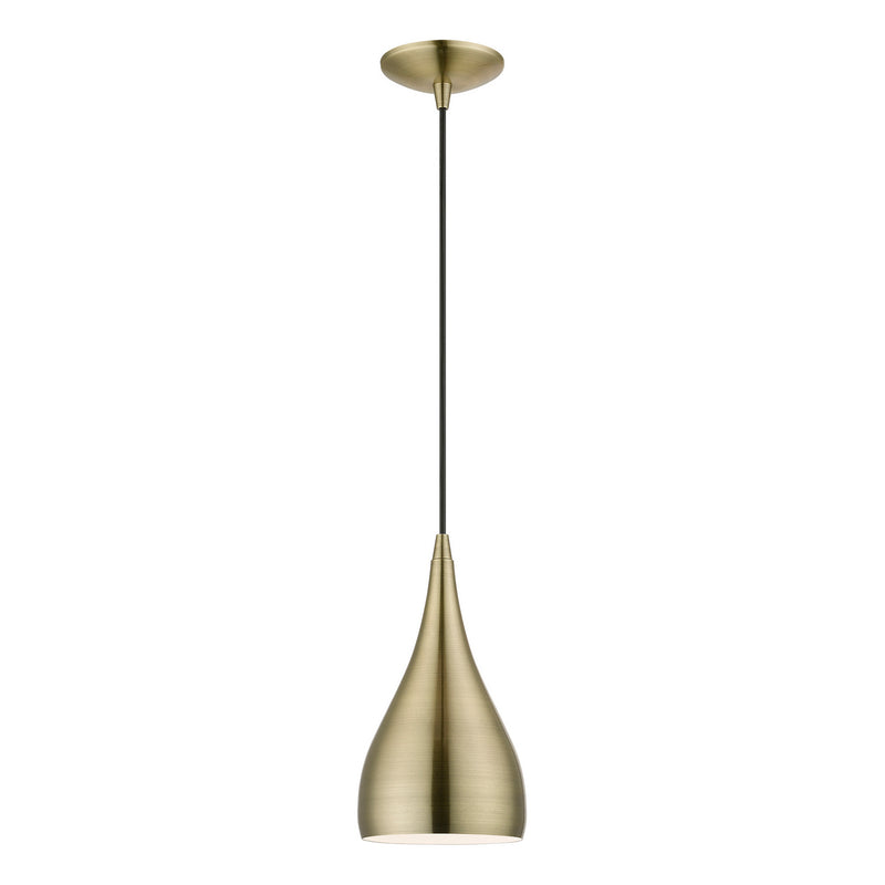 Livex Lighting 40981-01 One Light Pendant, Antique Brass