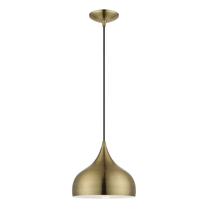 Livex Lighting 40982-01 One Light Pendant, Antique Brass