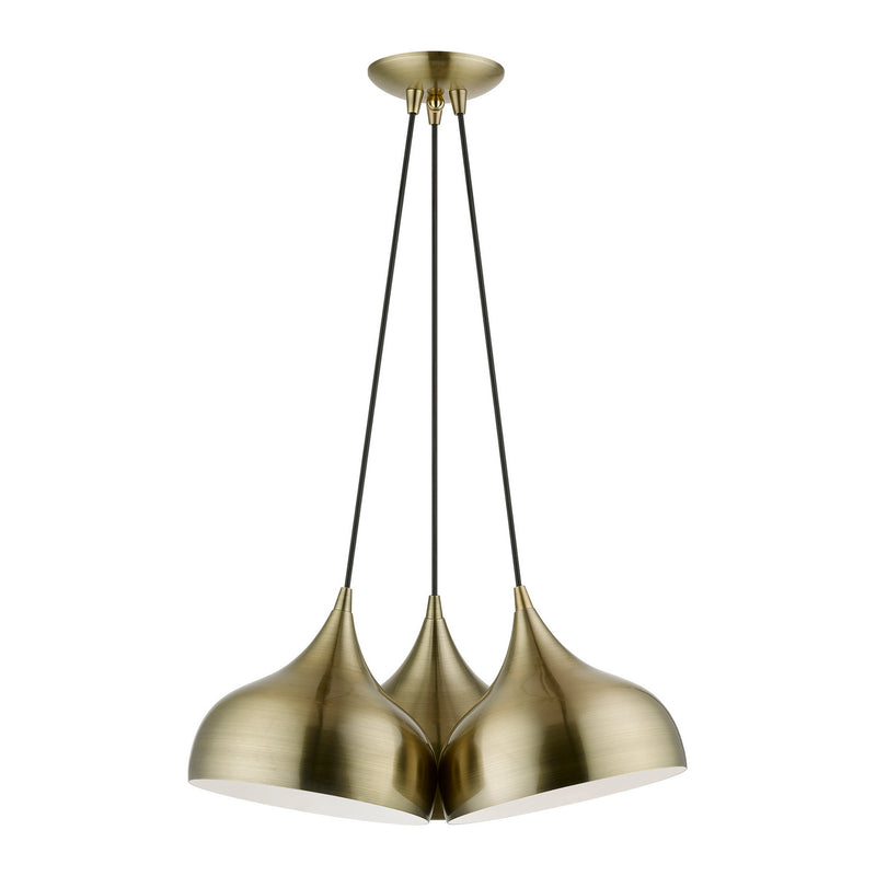 Livex Lighting 40983-01 Three Light Pendant, Antique Brass