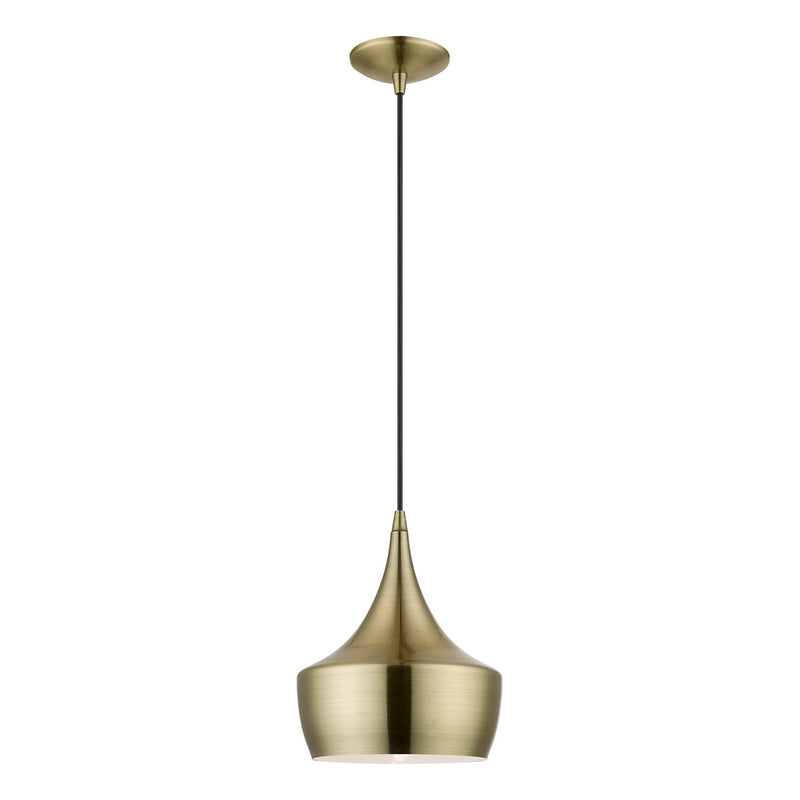 Livex Lighting 40991-01 One Light Pendant, Antique Brass