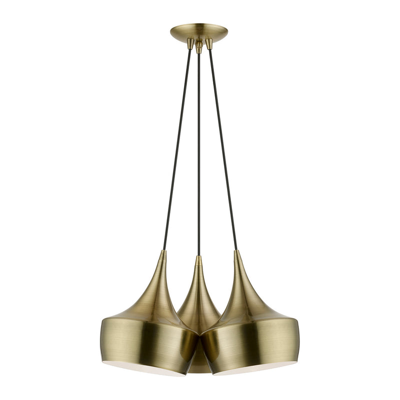 Livex Lighting 40993-01 Three Light Pendant, Antique Brass