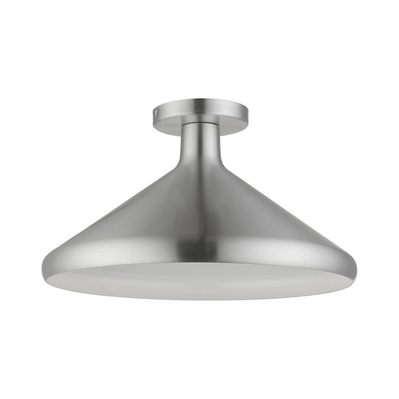 Livex Lighting 41020-66 One Light Semi-Flush Mount, Brushed Aluminum