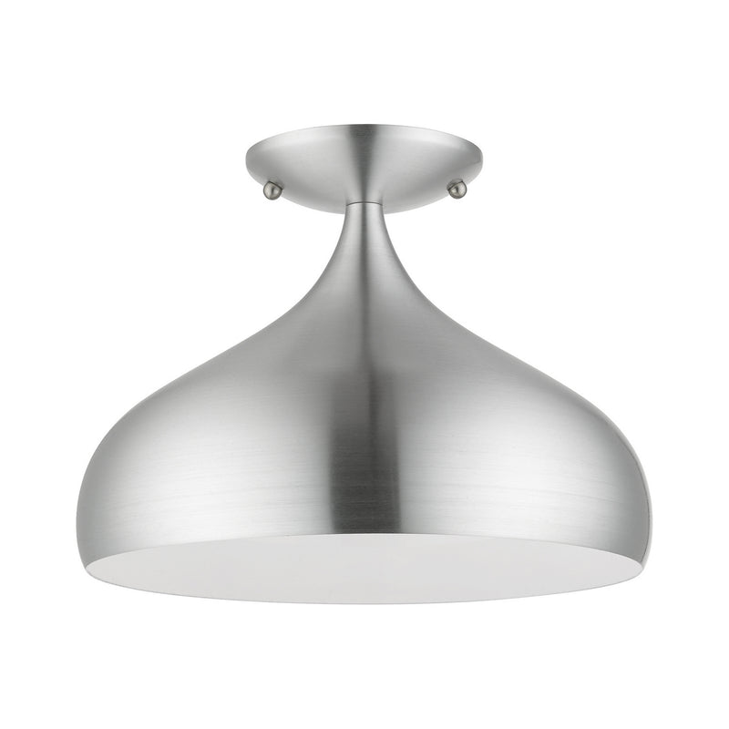 Livex Lighting 41050-66 One Light Semi-Flush Mount, Brushed Aluminum