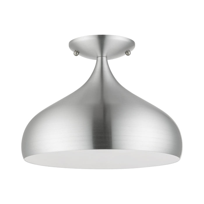 Livex Lighting 41050-66 One Light Semi-Flush Mount, Brushed Aluminum
