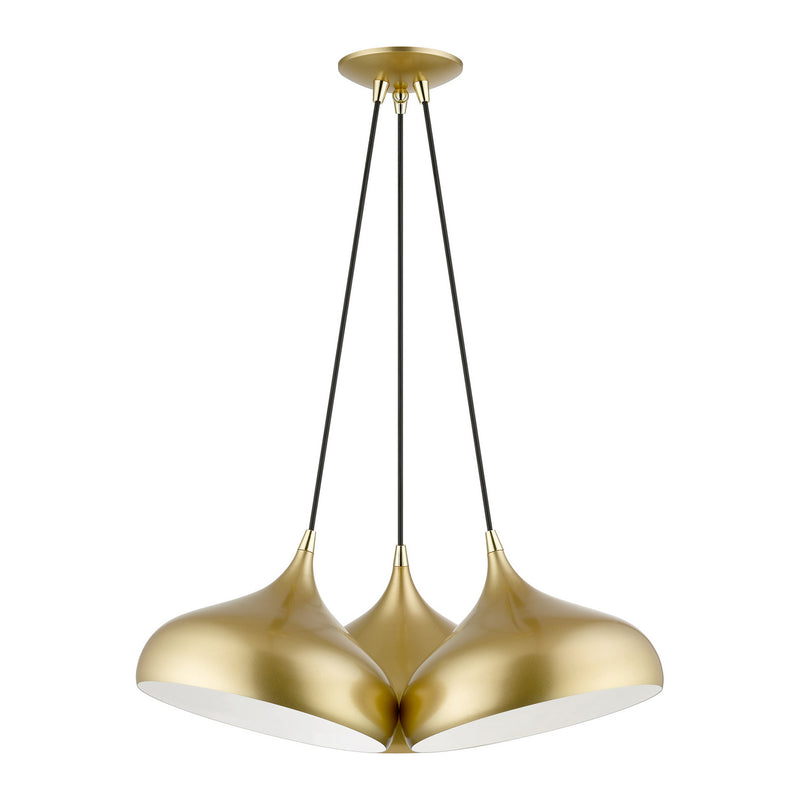 Livex Lighting 41053-33 Three Light Pendant, Soft Gold w/ Polished Brasss