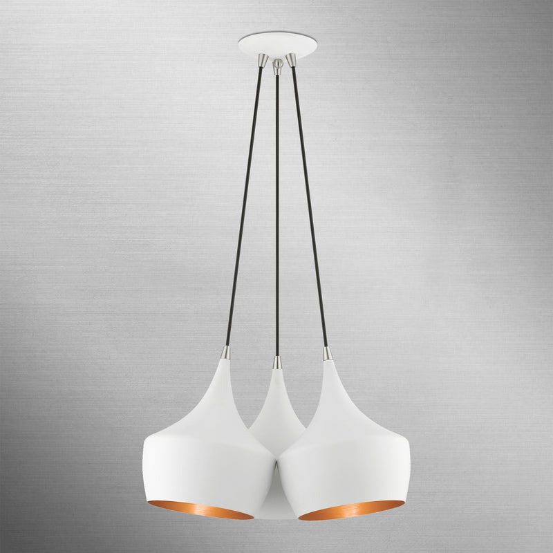 Livex Lighting 41083-03 Three Light Pendant, White