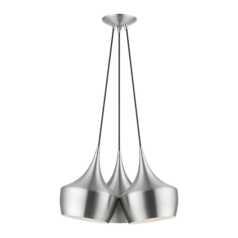 Livex Lighting 41083-66 Three Light Pendant, Brushed Aluminum