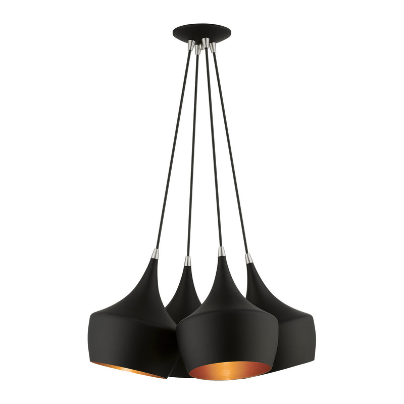 Livex Lighting 41084-04 Four Light Pendant, Black