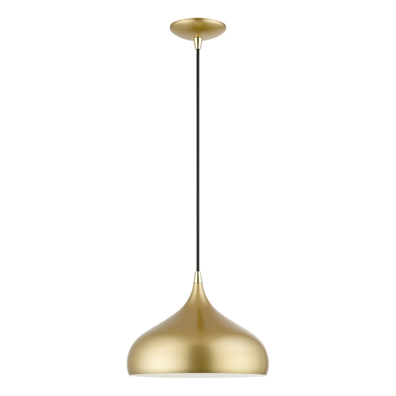 Livex Lighting 41172-33 One Light Pendant, Soft Gold w/ Polished Brasss