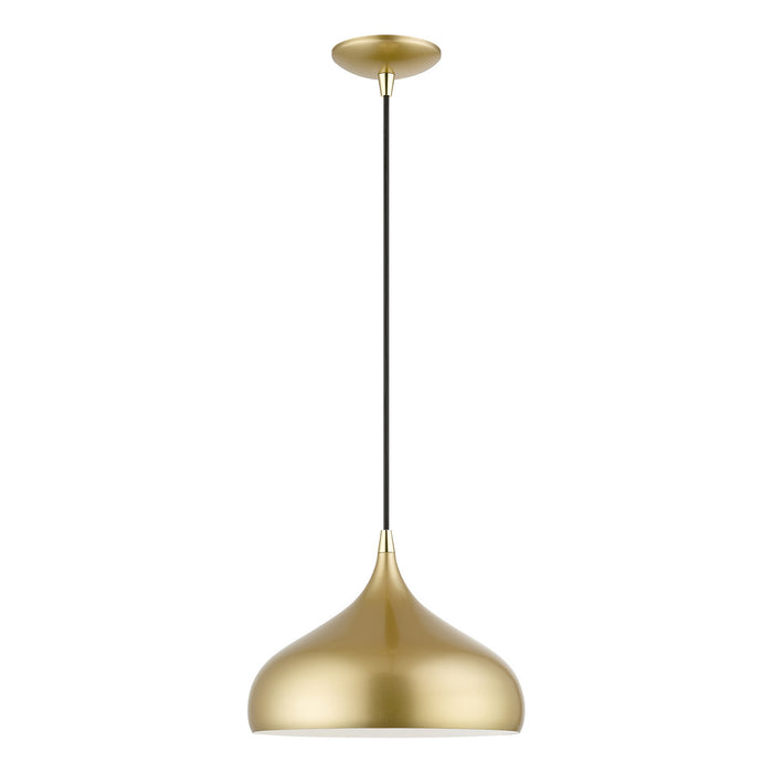 Livex Lighting 41172-33 One Light Pendant, Soft Gold w/ Polished Brasss