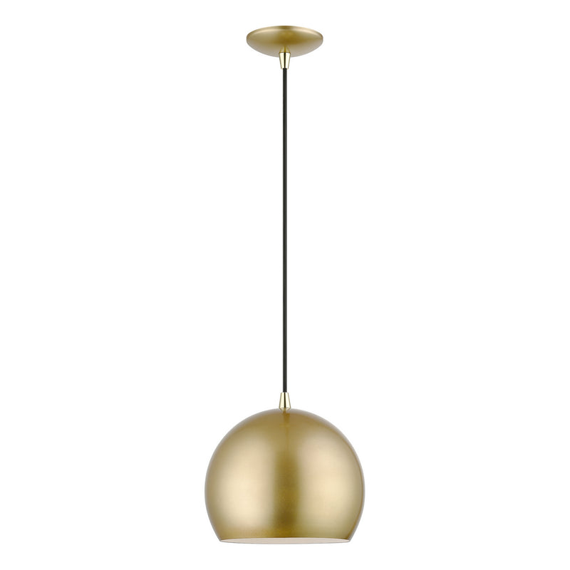 Livex Lighting 41181-33 One Light Pendant, Soft Gold w/ Polished Brasss