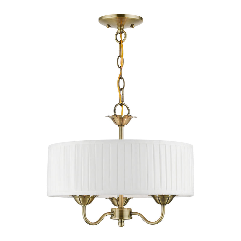 Livex Lighting 41773-01 Three Light Pendant, Antique Brass