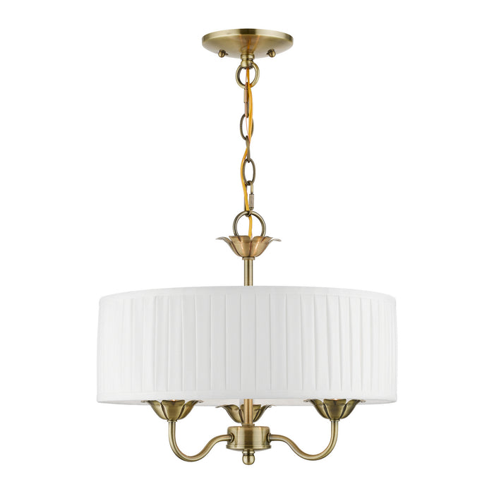 Livex Lighting 41773-01 Three Light Pendant, Antique Brass