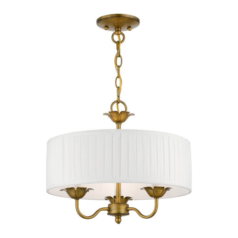 Livex Lighting 41773-48 Three Light Pendant, Antique Gold Leaf