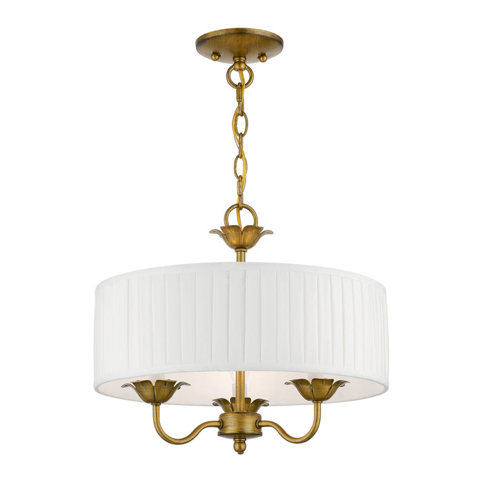 Livex Lighting 41773-48 Three Light Pendant, Antique Gold Leaf