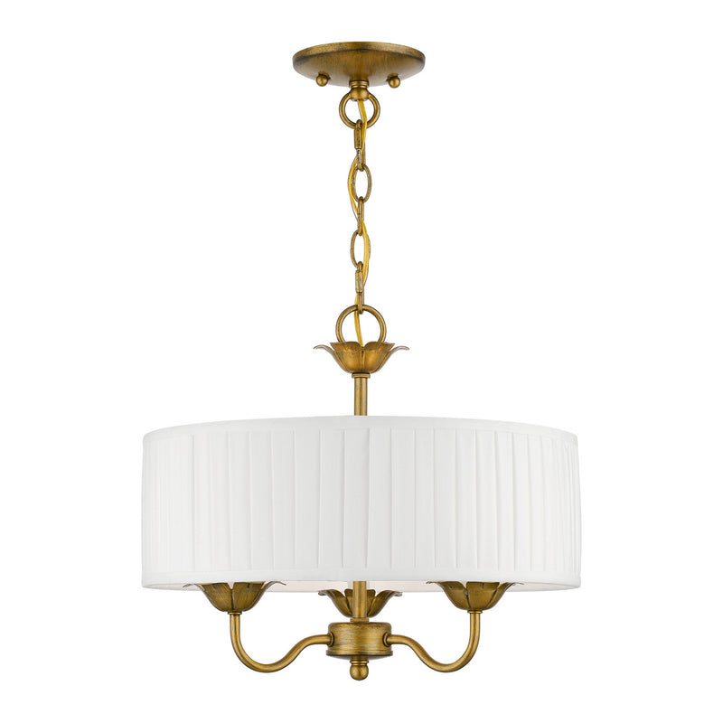 Livex Lighting 41773-48 Three Light Pendant, Antique Gold Leaf