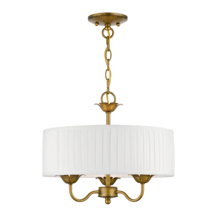 Livex Lighting 41773-48 Three Light Pendant, Antique Gold Leaf