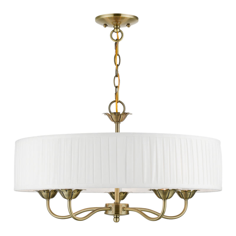 Livex Lighting 41775-01 Five Light Pendant, Antique Brass
