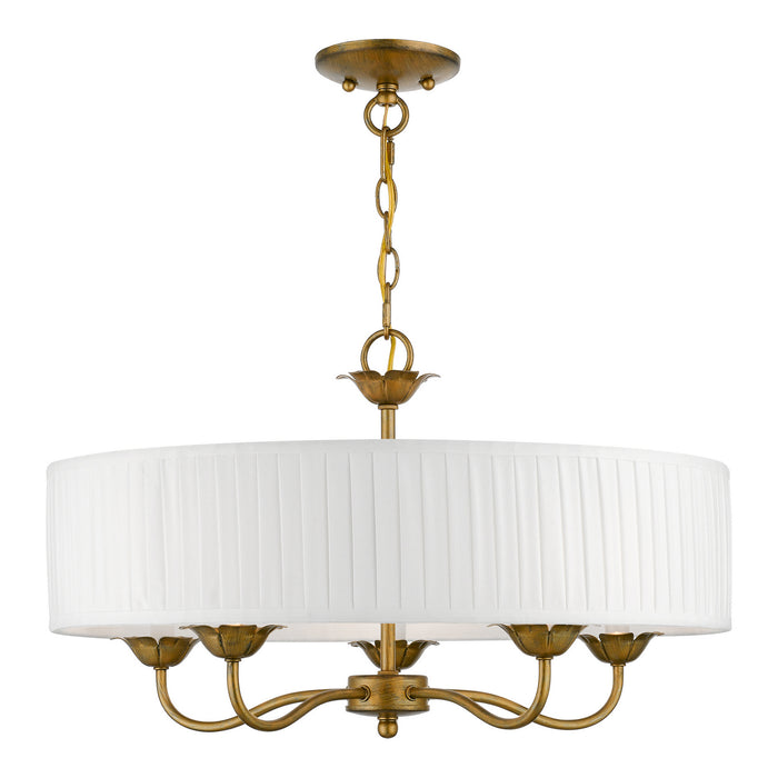 Livex Lighting 41775-48 Five Light Pendant, Antique Gold Leaf
