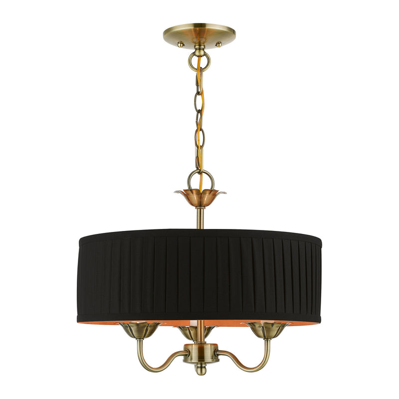 Livex Lighting 41863-01 Three Light Pendant, Antique Brass