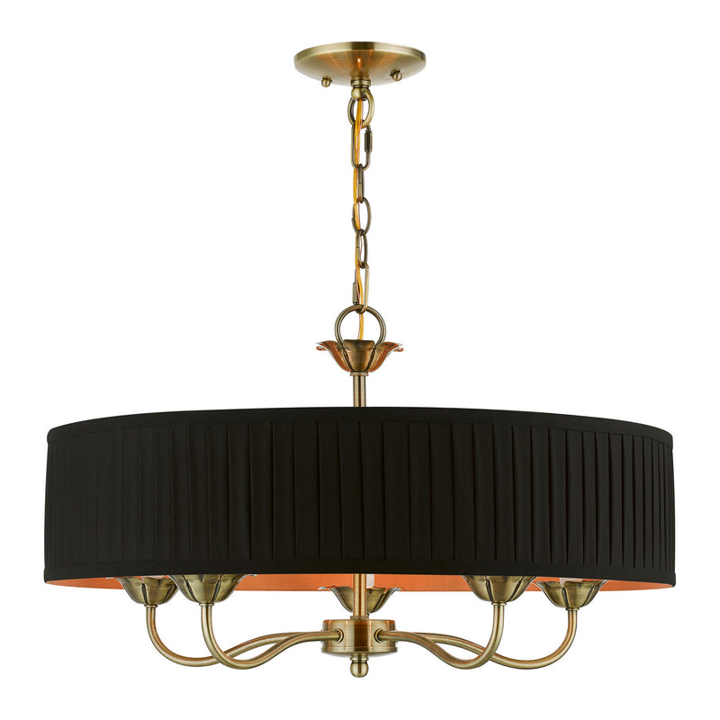Livex Lighting 41865-01 Five Light Pendant, Antique Brass