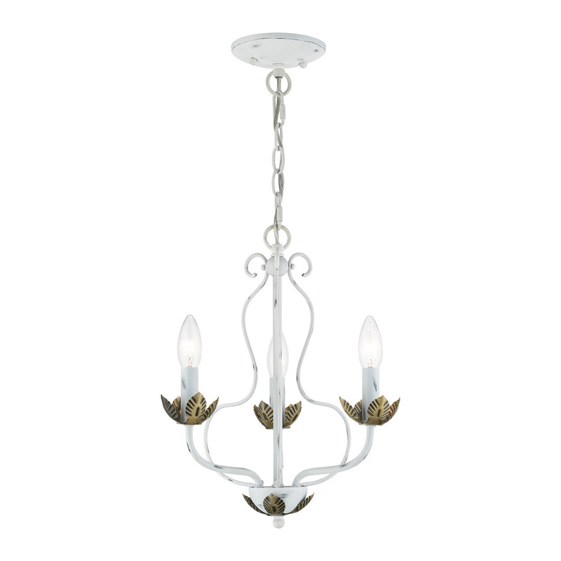 Livex Lighting 42903-60 Three Light Chandelier, Antique White w/ Antique Brasss