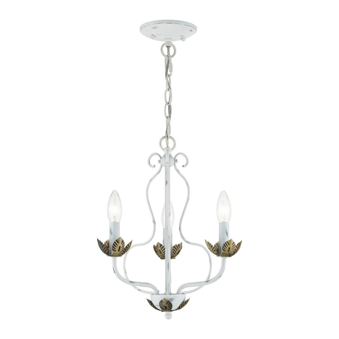 Livex Lighting 42903-60 Three Light Chandelier, Antique White w/ Antique Brasss