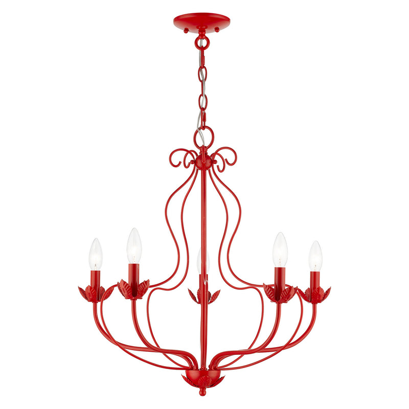 Livex Lighting 42905-72 Five Light Chandelier, Shiny Red