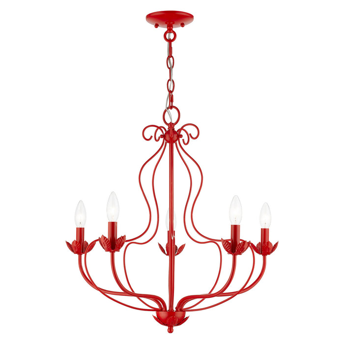 Livex Lighting 42905-72 Five Light Chandelier, Shiny Red