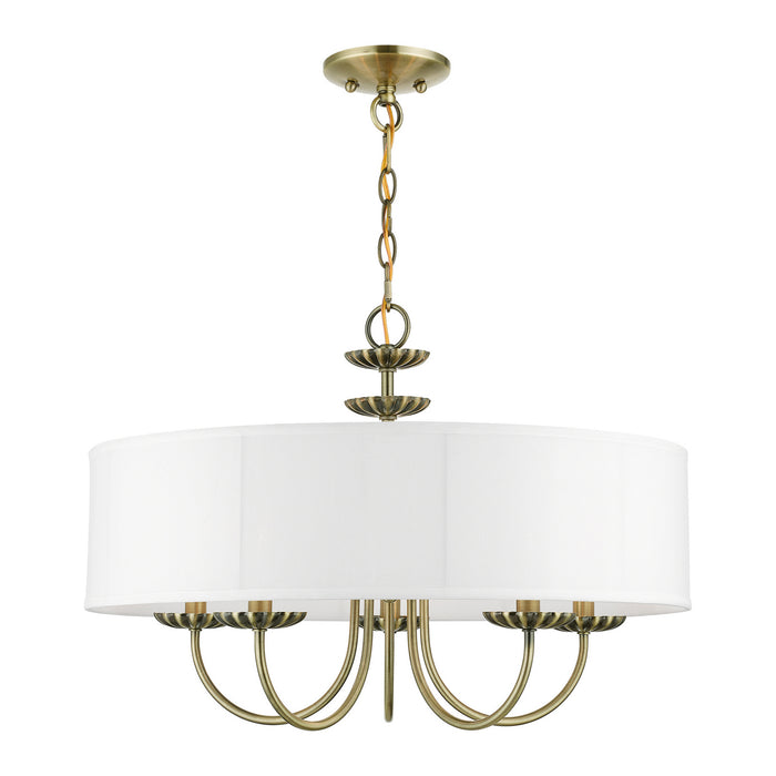 Livex Lighting 42985-01 Five Light Pendant, Antique Brass