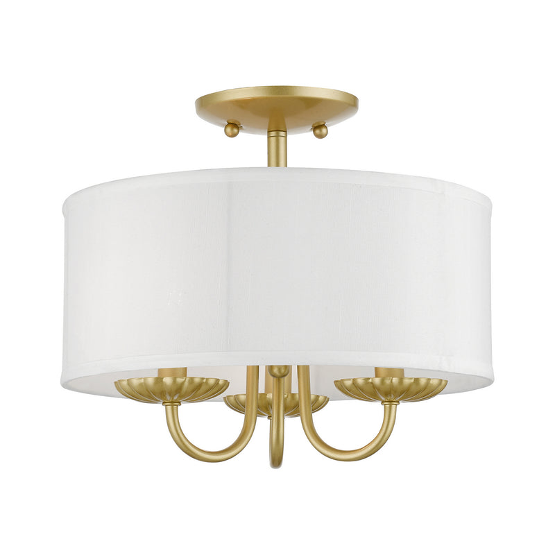 Livex Lighting 42987-33 Three Light Semi-Flush Mount, Soft Gold
