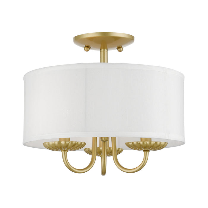 Livex Lighting 42987-33 Three Light Semi-Flush Mount, Soft Gold