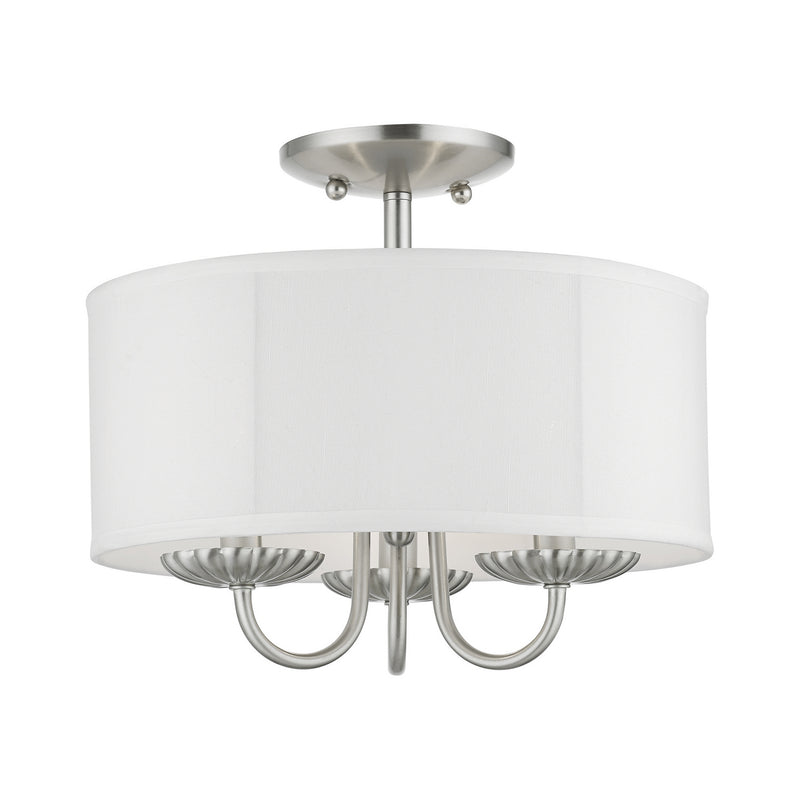 Livex Lighting 42987-91 Three Light Semi-Flush Mount, Brushed Nickel