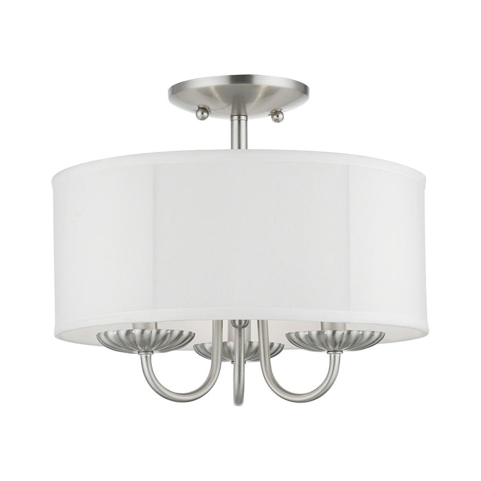 Livex Lighting 42987-91 Three Light Semi-Flush Mount, Brushed Nickel