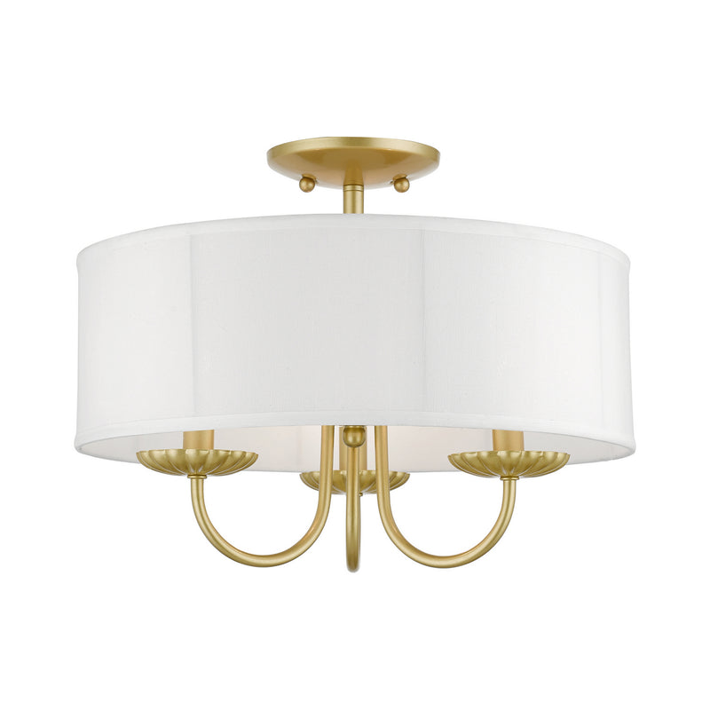 Livex Lighting 42989-33 Three Light Semi-Flush Mount, Soft Gold