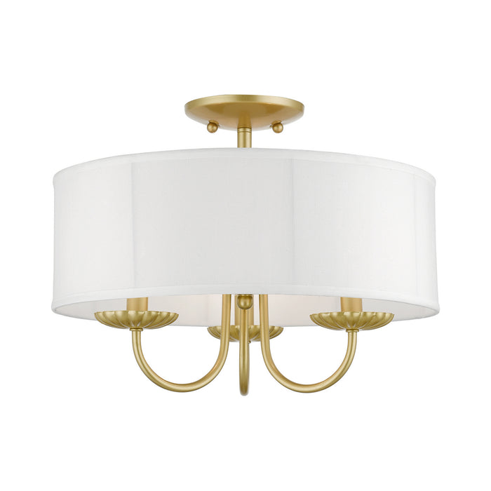 Livex Lighting 42989-33 Three Light Semi-Flush Mount, Soft Gold