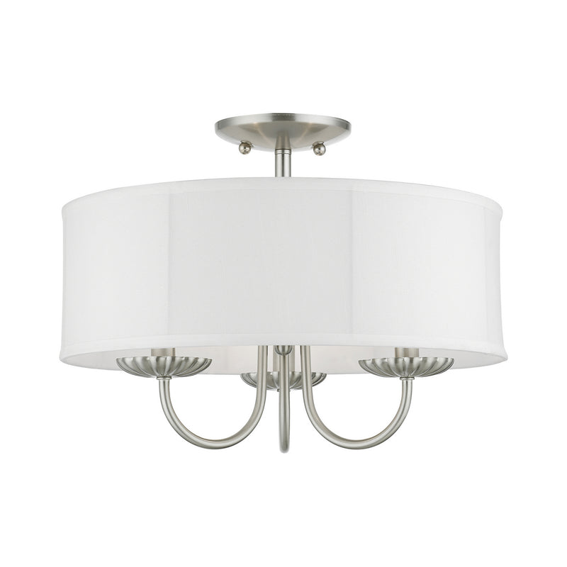 Livex Lighting 42989-91 Three Light Semi-Flush Mount, Brushed Nickel