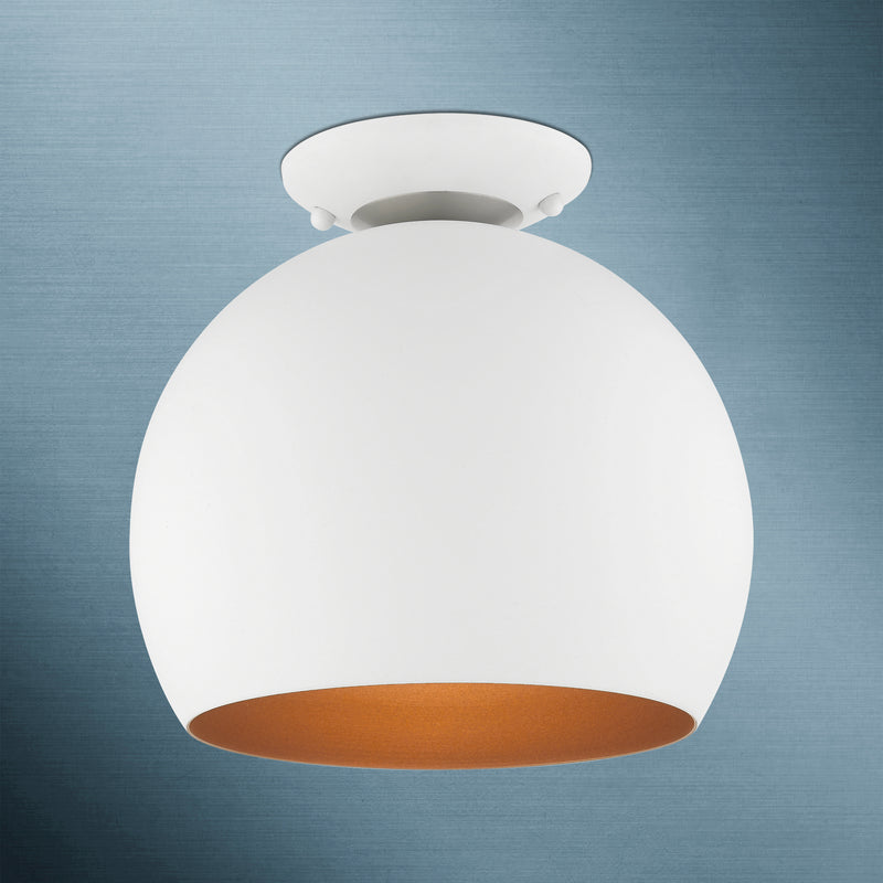 Livex Lighting 43390-03 One Light Semi-Flush Mount, White w/ Brushed Nickels