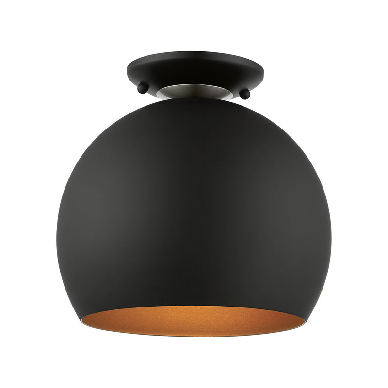 Livex Lighting 43390-04 One Light Semi-Flush Mount, Black w/ Brushed Nickels