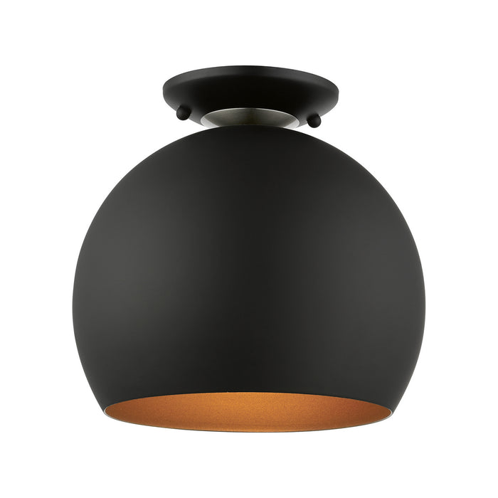 Livex Lighting 43390-04 One Light Semi-Flush Mount, Black w/ Brushed Nickels