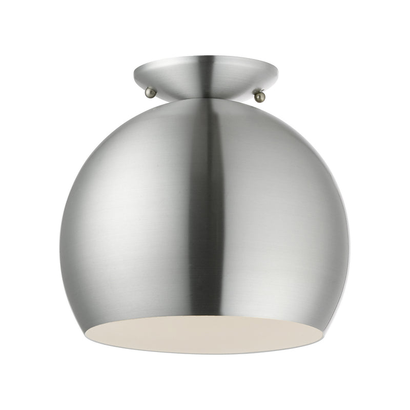 Livex Lighting 43390-66 One Light Semi-Flush Mount, Brushed Aluminum