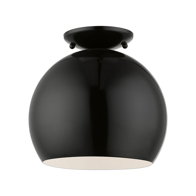 Livex Lighting 43390-68 One Light Semi-Flush Mount, Shiny Black