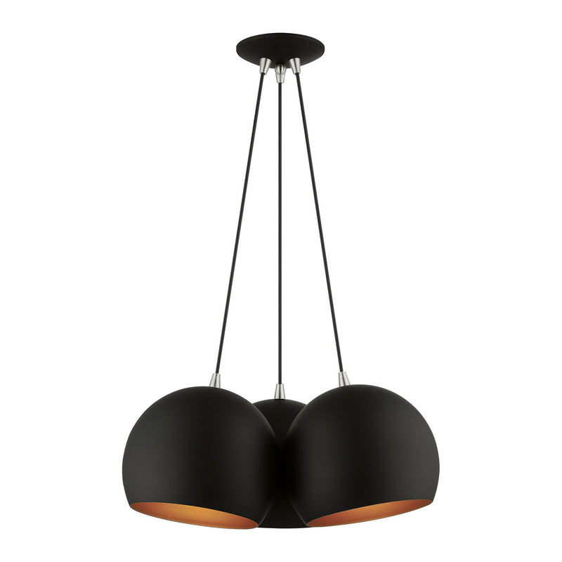 Livex Lighting 43393-04 Three Light Pendant, Black w/ Brushed Nickels