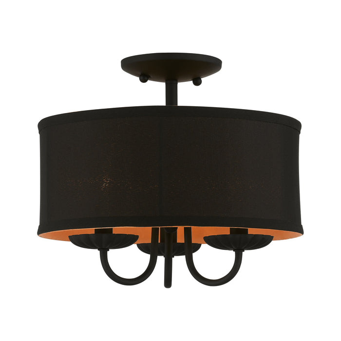 Livex Lighting 45127-04 Three Light Semi-Flush Mount, Black