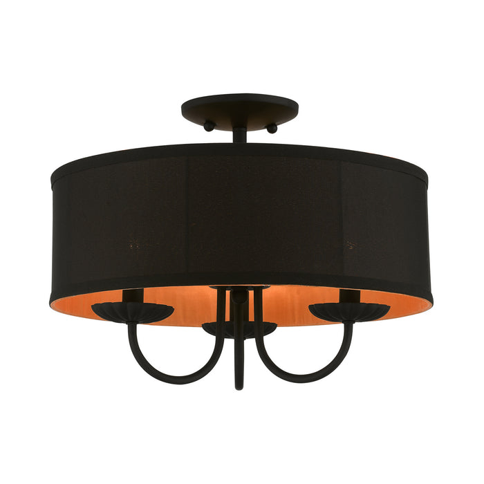 Livex Lighting 45129-04 Three Light Semi-Flush Mount, Black