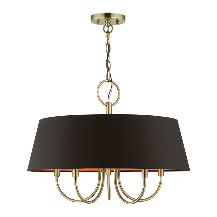 Livex Lighting 51355-01 Five Light Pendant, Antique Brass
