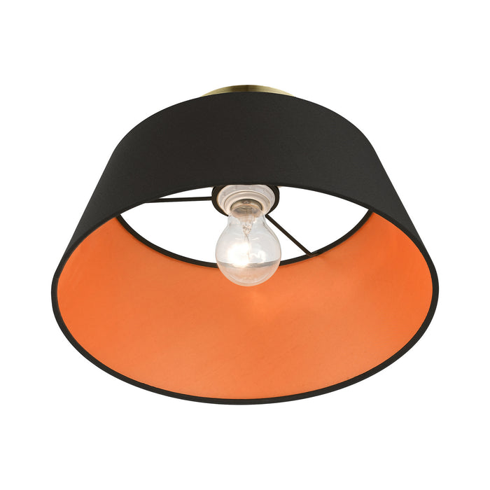 Livex Lighting 51357-01 One Light Semi-Flush Mount, Antique Brass