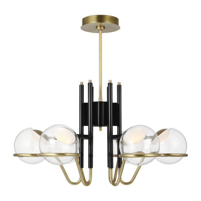 Visual Comfort Modern 700CRBY6BNB-LED927 LED Chandelier, Glossy Black/Natural Brass