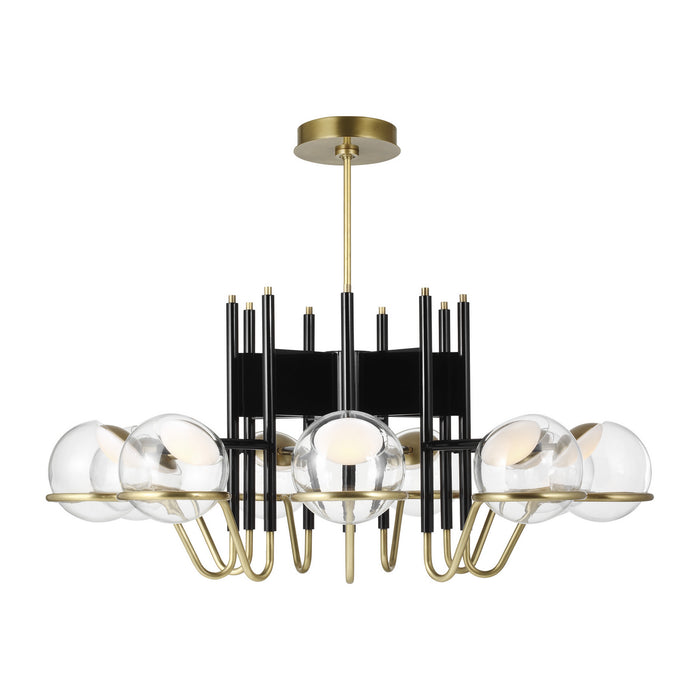 Visual Comfort Modern 700CRBY9BNB-LED927 LED Chandelier, Glossy Black/Natural Brass