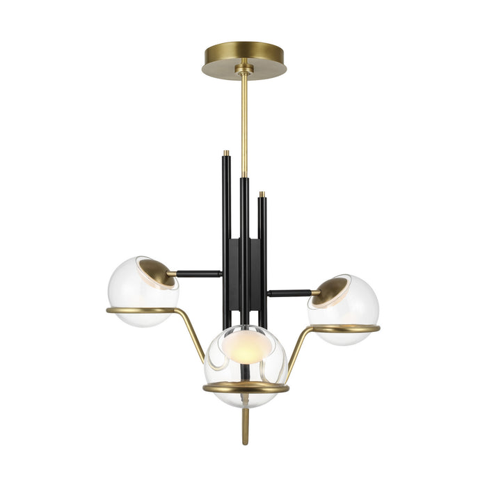 Visual Comfort Modern 700TDCRBY3BNB-LED927 LED Pendant, Glossy Black/Natural Brass